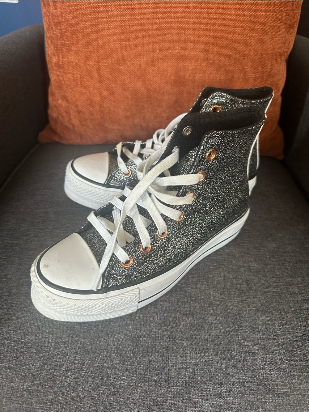 Converse High-Top Glitter Sneakers - Black & White